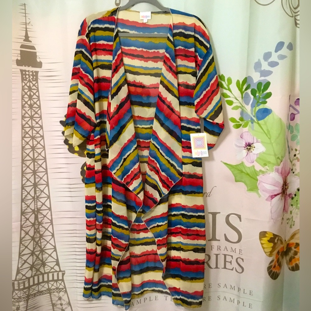 LuLaRoe~NWT Floral Kimono Sheer Open Front Shirley in Half Sleeve~Size Medium